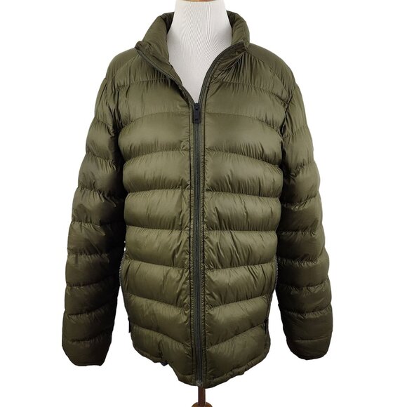 Kenneth Cole Jacket Women's Large Puffer Long Sleeve Full Zip Pockets Army Green - Picture 1 of 10
